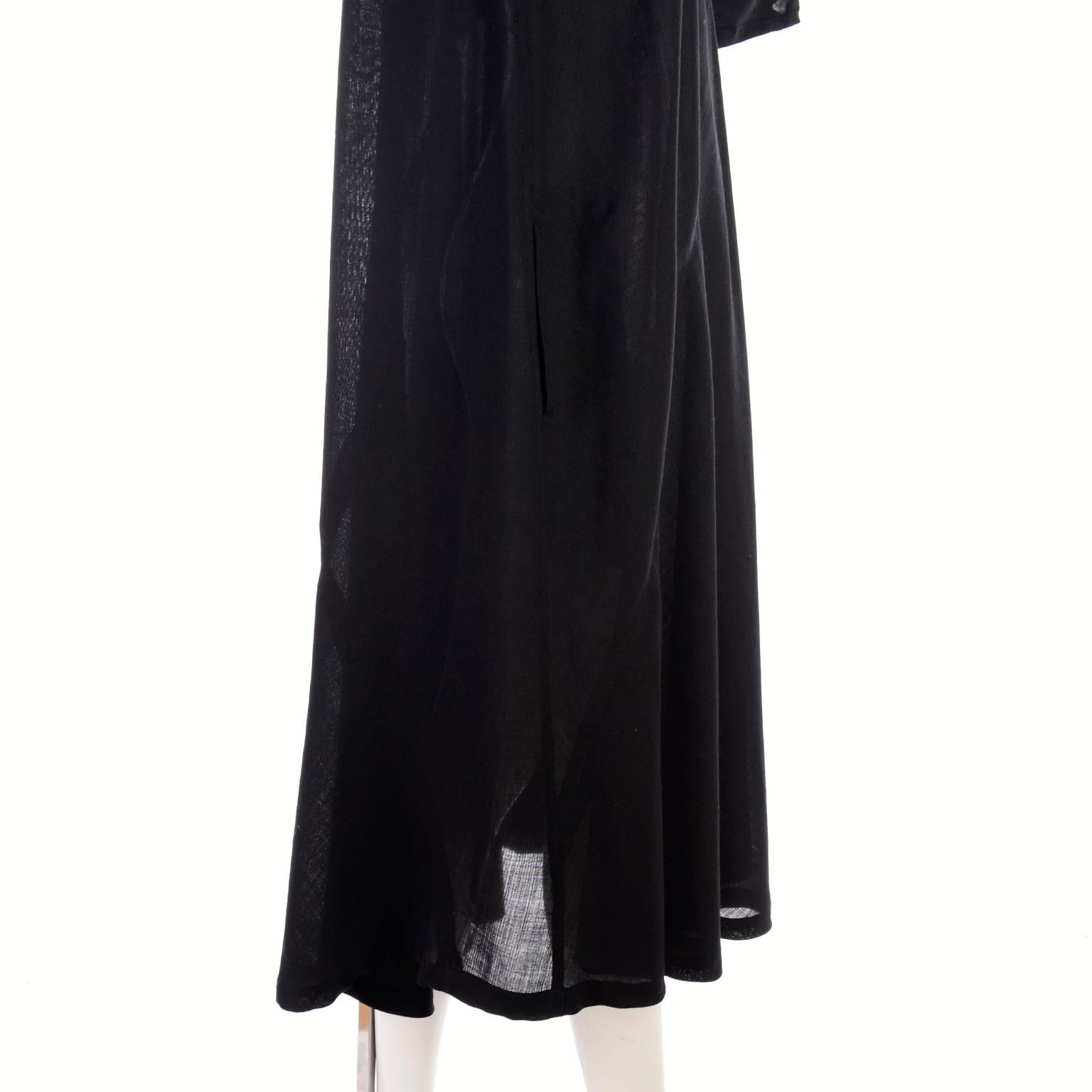 1980s Issey Miyake Plantation Dress in Black Wool in Iconic Tent Style In Excellent Condition For Sale In Portland, OR