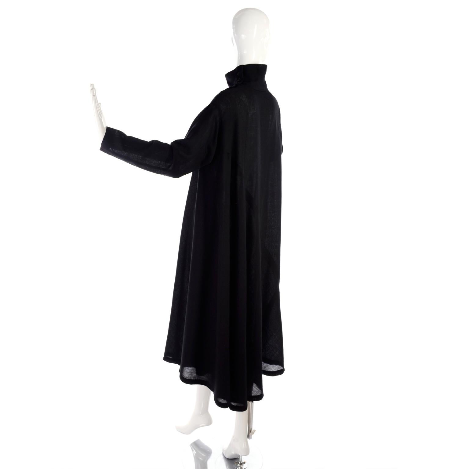 Women's 1980s Issey Miyake Plantation Dress in Black Wool in Iconic Tent Style For Sale