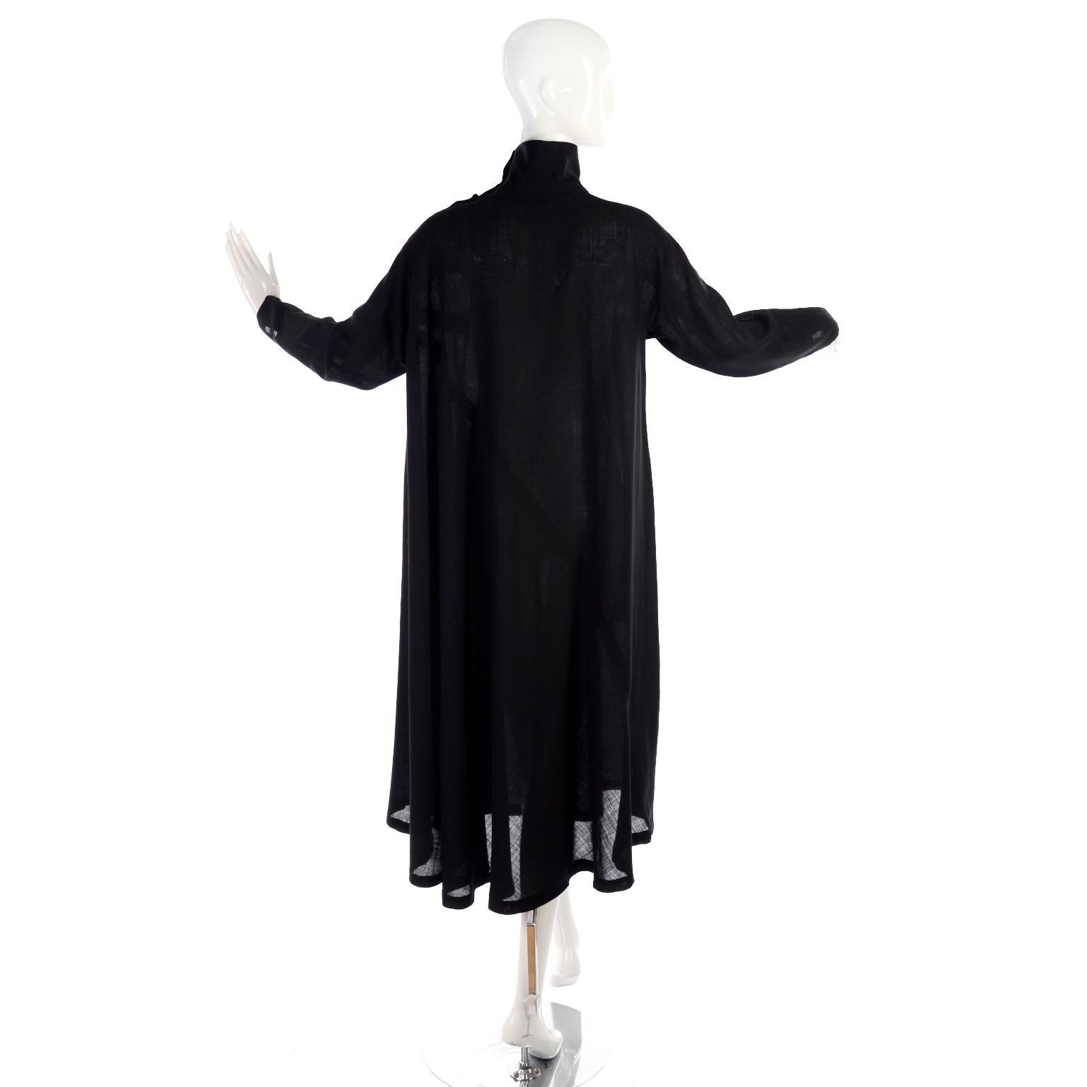 1980s Issey Miyake Plantation Dress in Black Wool in Iconic Tent Style For Sale 1