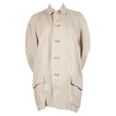 Retro 1980's ISSEY MIYAKE PLANTATION linen jacket with knotted fabric buttons