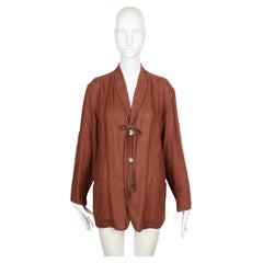 1980's ISSEY MIYAKE Plantation Open-Weave Linen Jacket, Rust Tone