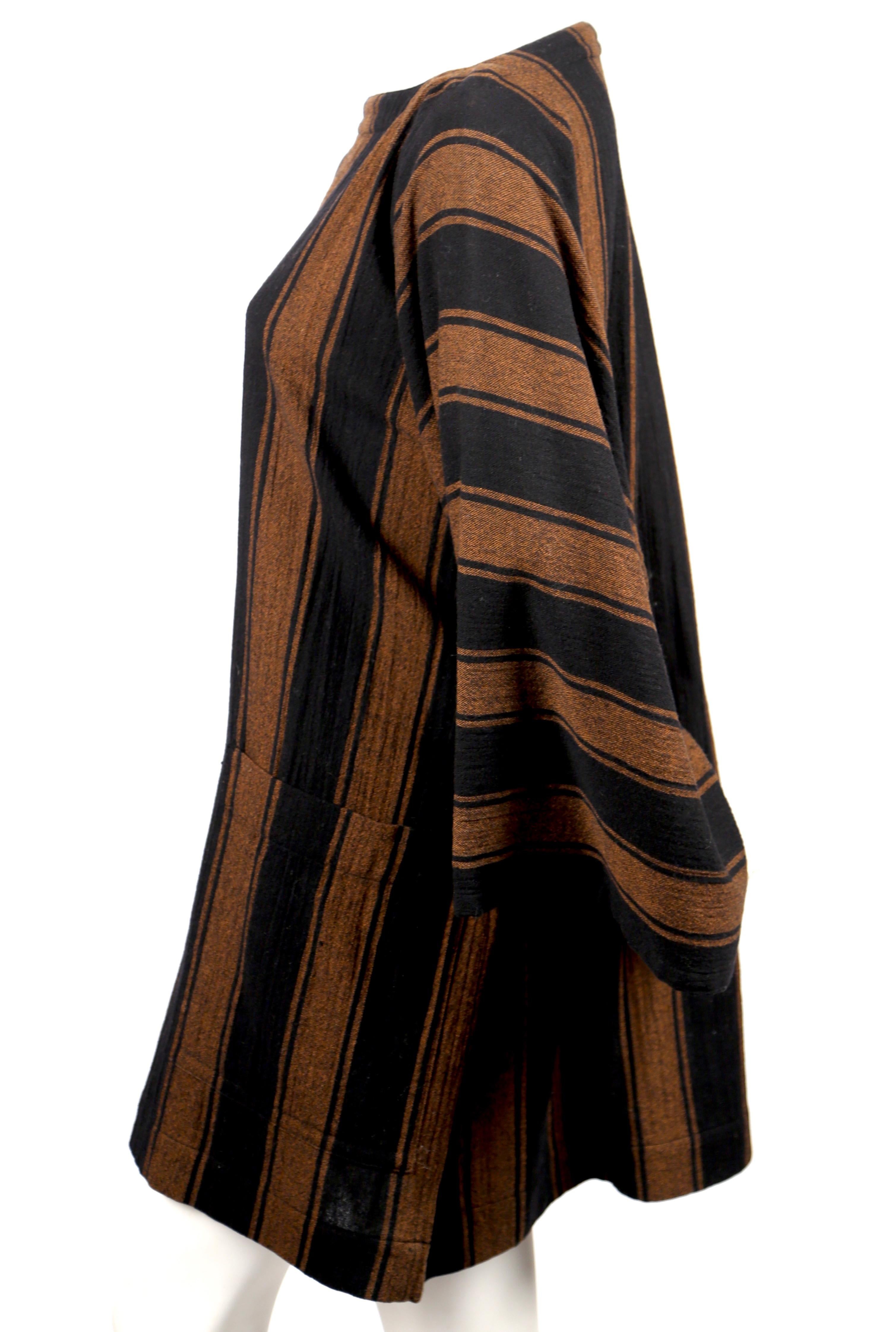Black 1980's ISSEY MIYAKE PLANTATION striped wool tunic dress