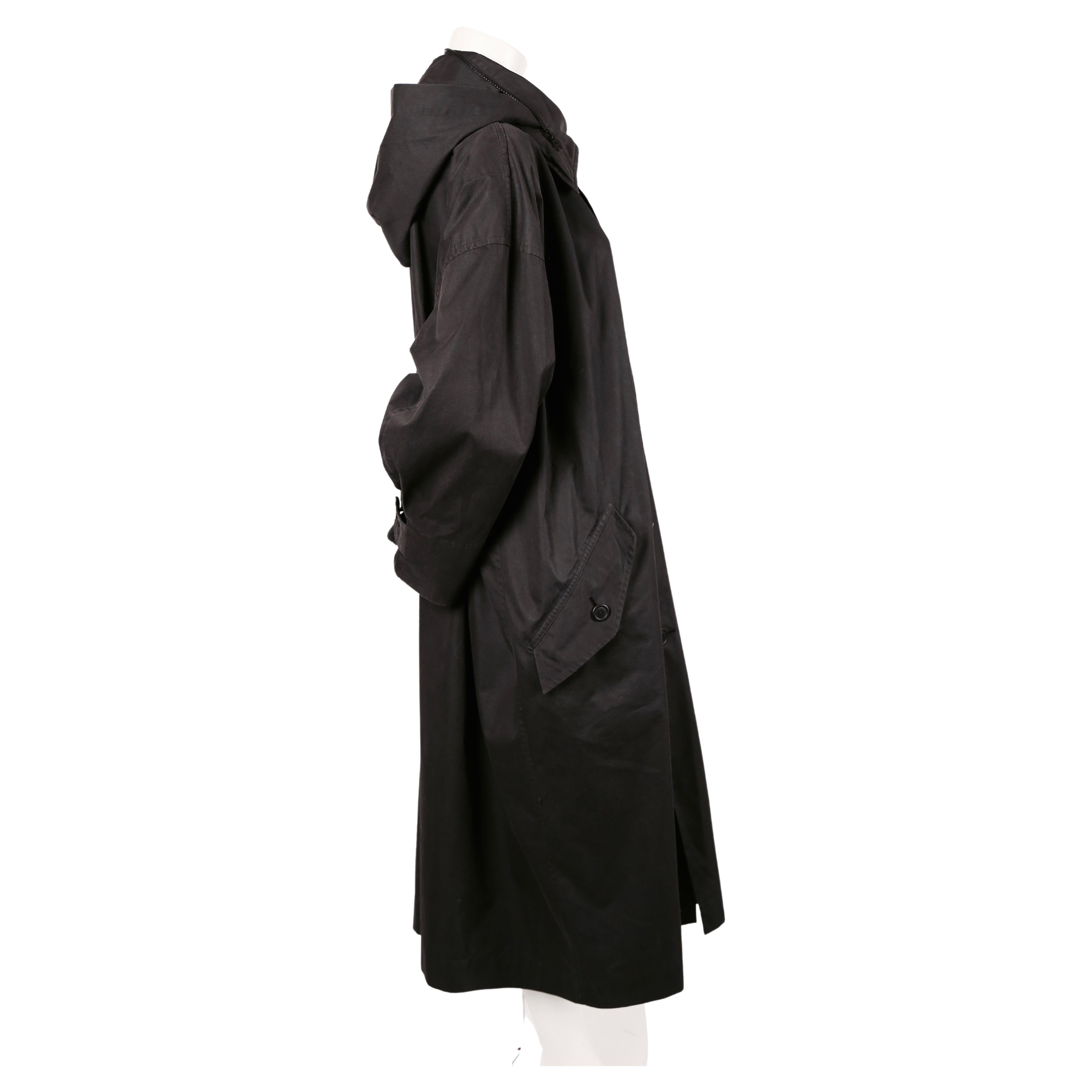 1980's ISSEY MIYAKE slate grey hooded windcoat In Good Condition In San Fransisco, CA