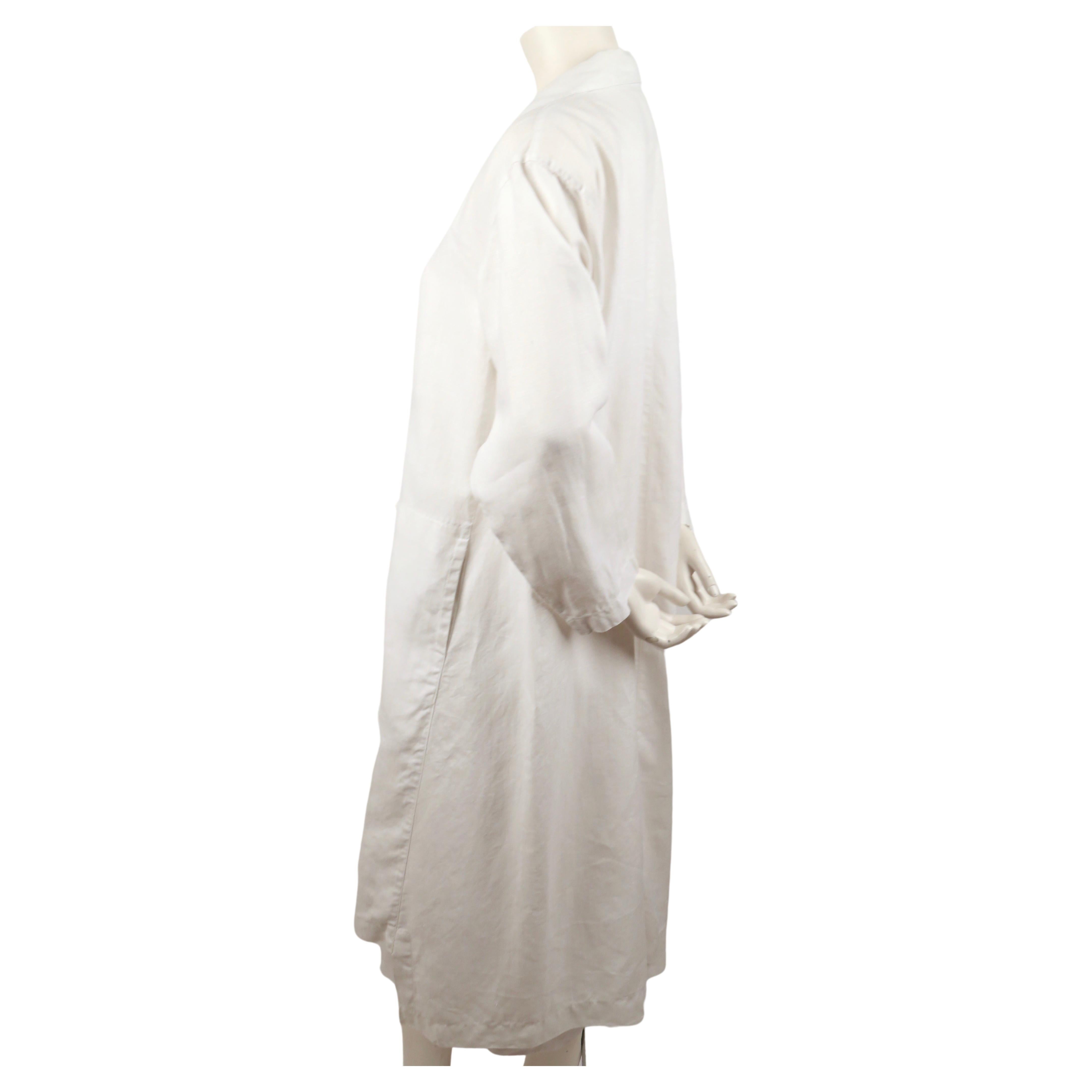 Women's or Men's 1980's ISSEY MIYAKE white linen duster jacket and matching skirt  For Sale