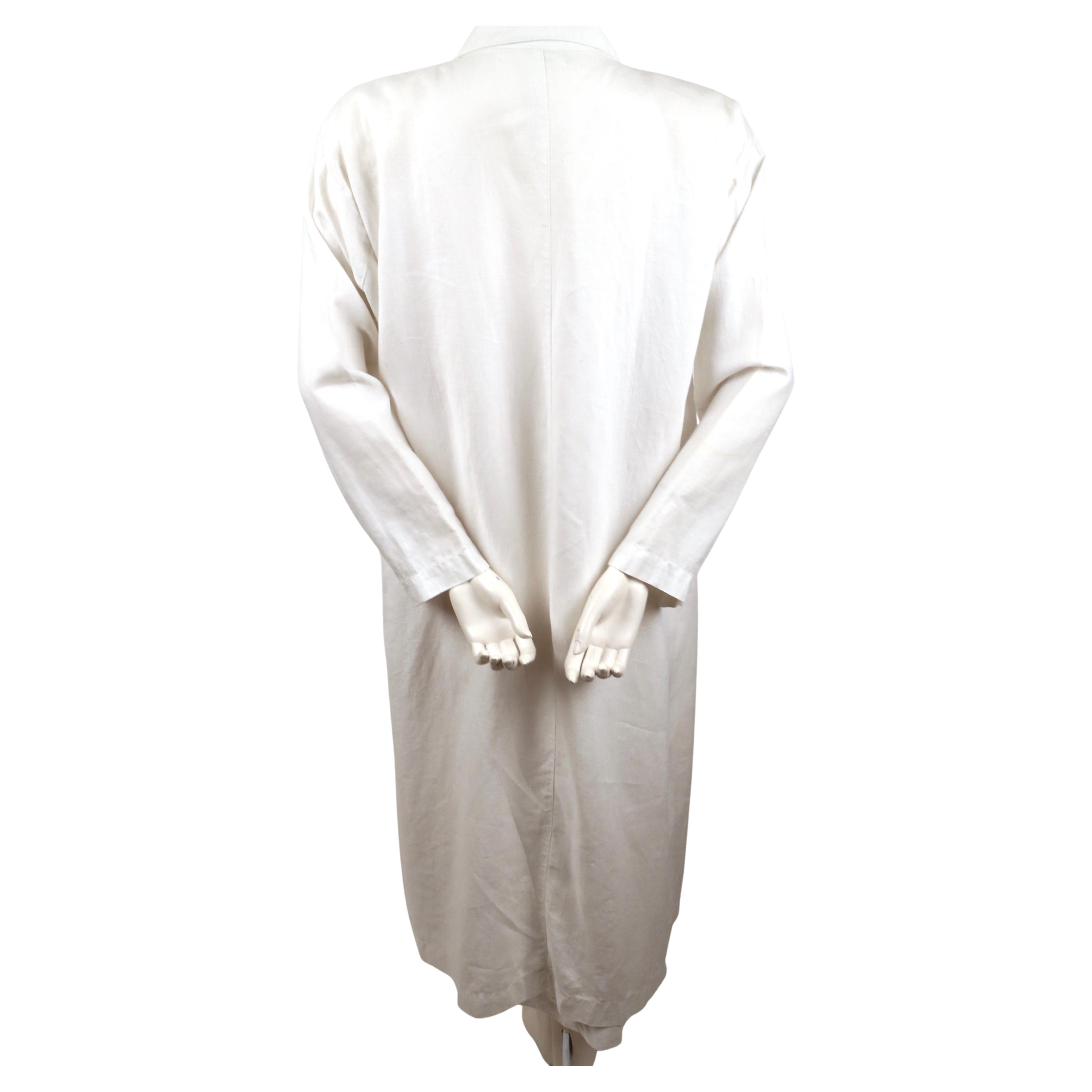 1980's ISSEY MIYAKE white linen duster jacket and matching skirt  For Sale 1
