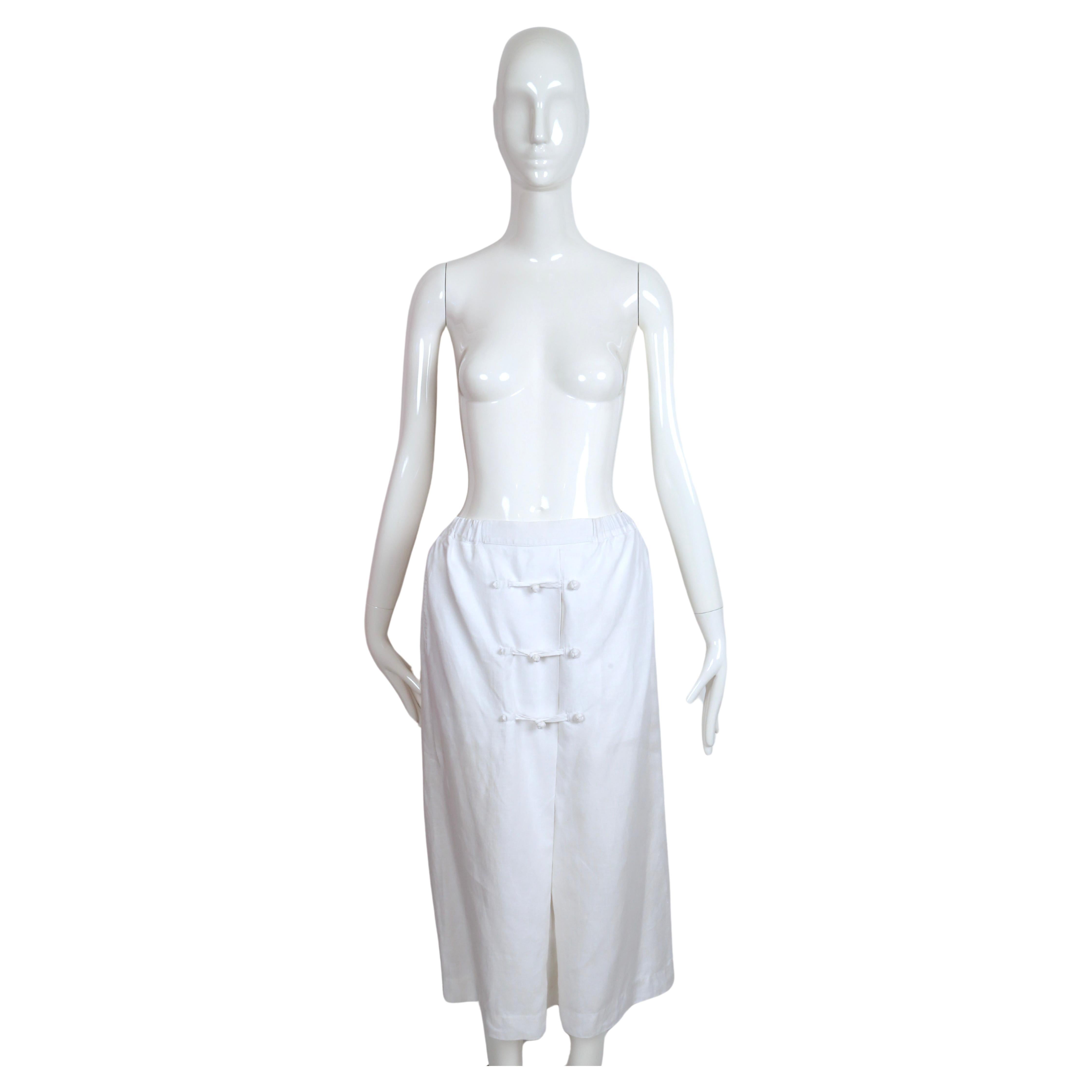 Issey Miyake - Veste cache-cœur en lin blanc et jupe assortie, années 1980  en vente 2