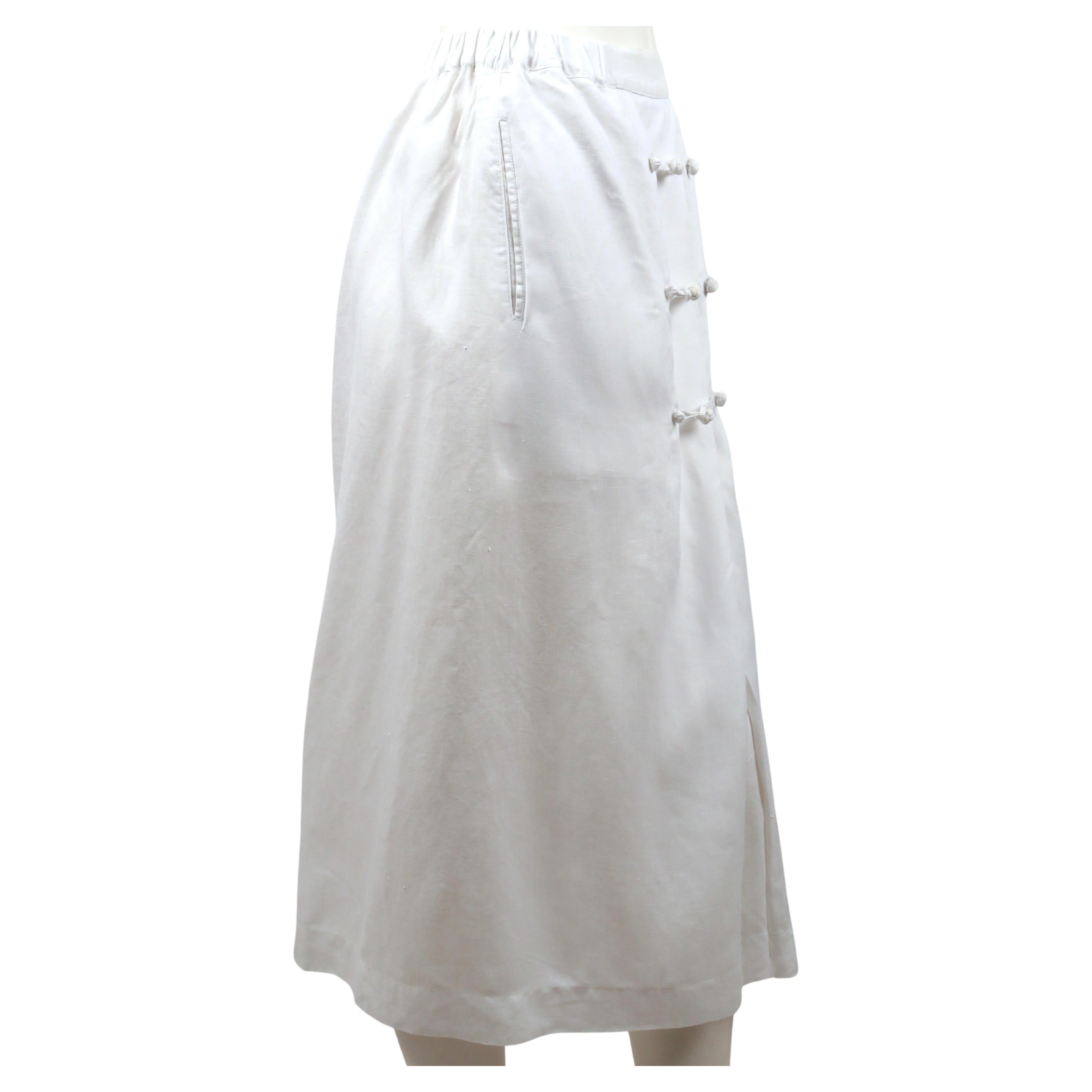 1980's ISSEY MIYAKE white linen duster jacket and matching skirt  For Sale 4