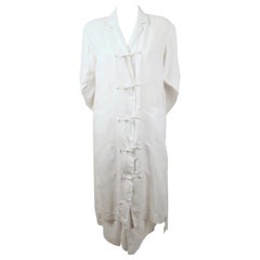 1980's ISSEY MIYAKE white linen duster jacket and matching skirt 