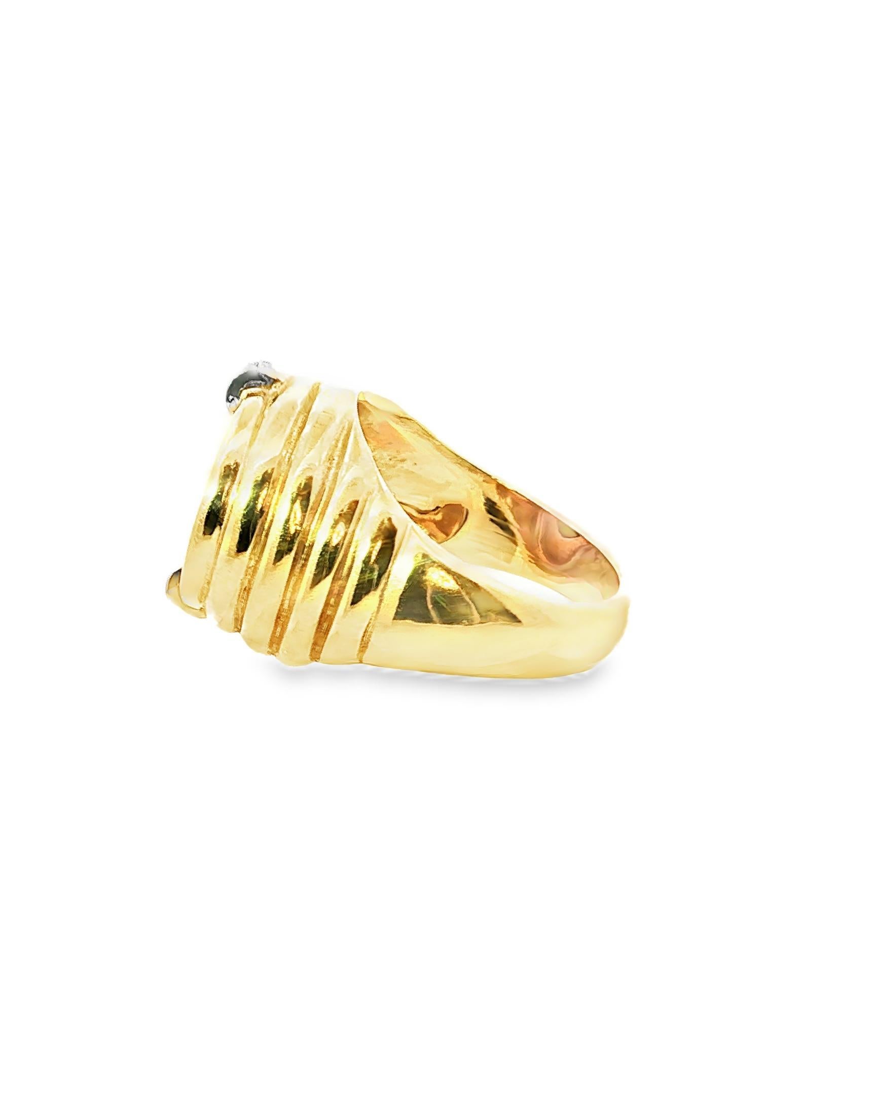 Romano classico Anello con moneta antica italiana del 1980 in oro 18 carati con accenti di diamanti