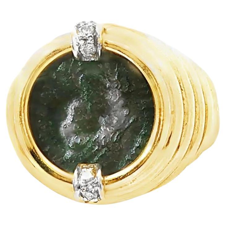 Anello con moneta antica italiana del 1980 in oro 18 carati con accenti di diamanti