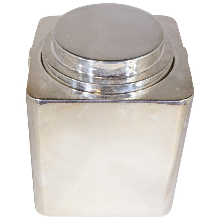 1980s Italian Architectural Brass and Chrome Wine Chiller and Ice