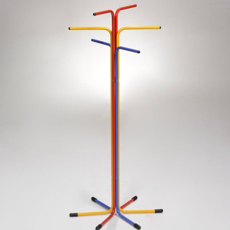 1980s Italian Bent Metal Primary Color Coat Rack For Sale at 1stDibs