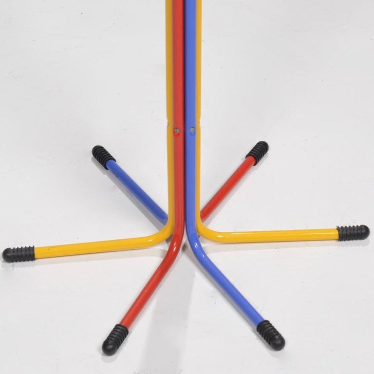 1980s Italian Bent Metal Primary Color Coat Rack For Sale at 1stDibs