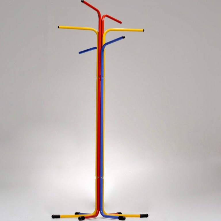 1980s Italian Bent Metal Primary Color Coat Rack For Sale at 1stDibs