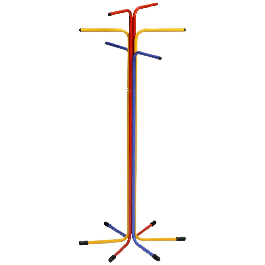 1980s Italian Bent Metal Primary Color Coat Rack