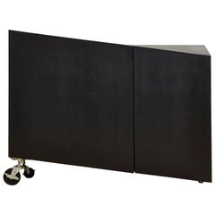 Vintage 1980s Italian Black Wood Asymmetric Two-Door Cabinet Produced by Pallucco