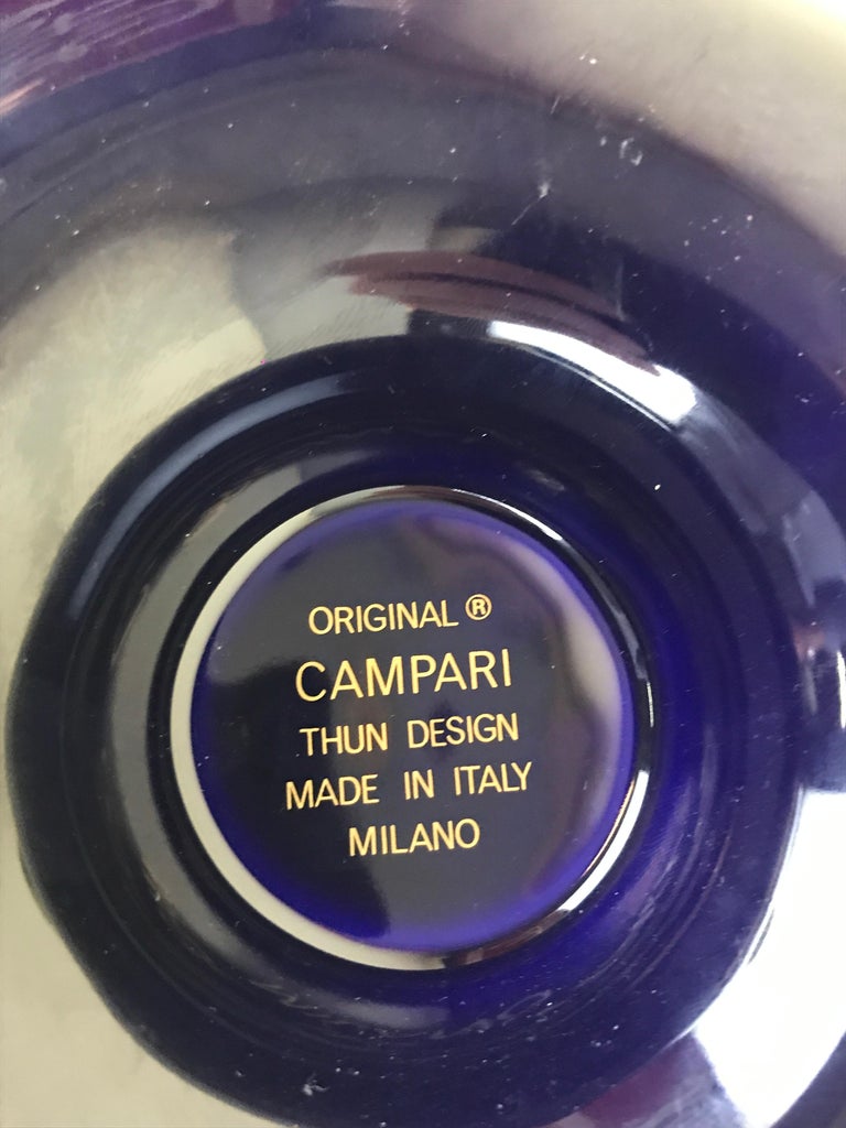 1980s Italian Blue Original Campari Soda Ashtray in Ceramic by Thun Design For Sale 4