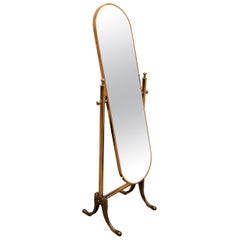 1980s Italian Brass Hollywood Regency Floor Cheval Full Lenght Mirror