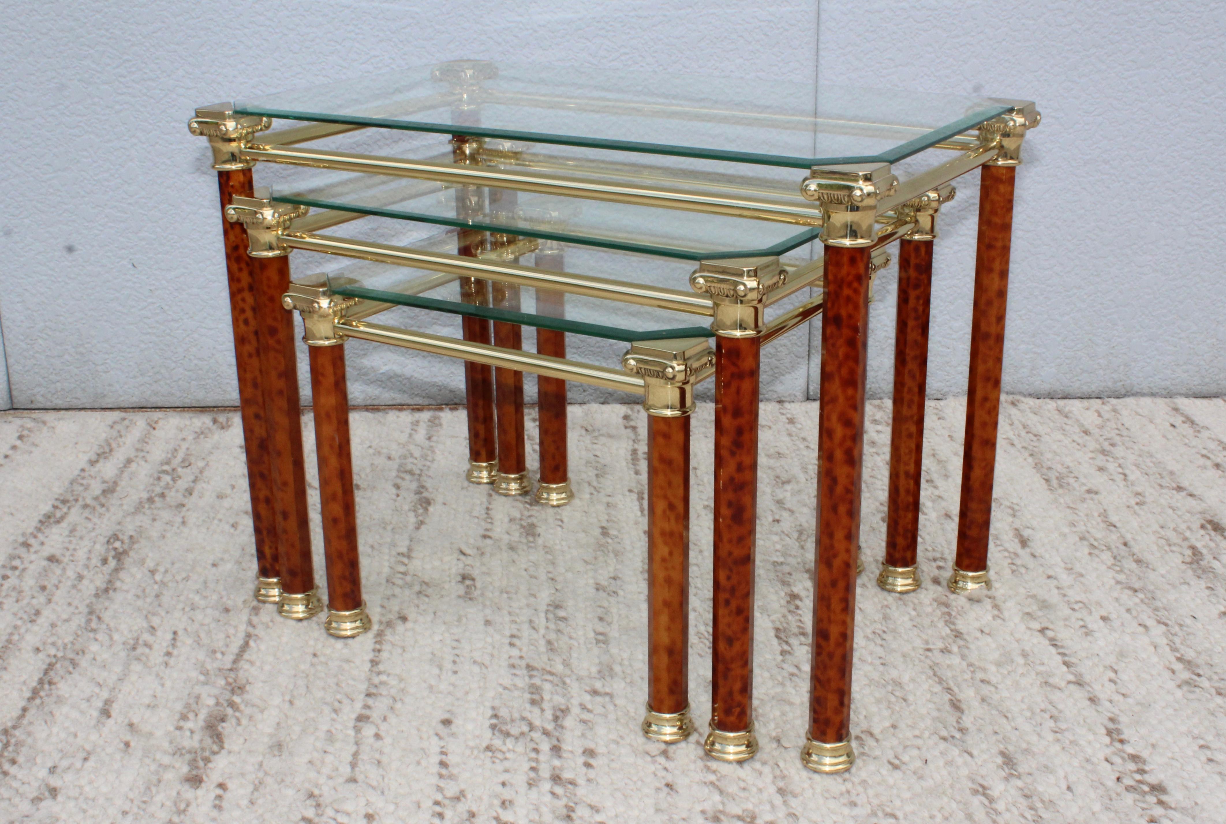 20th Century 1980s Italian Brass Nesting Tables For Sale