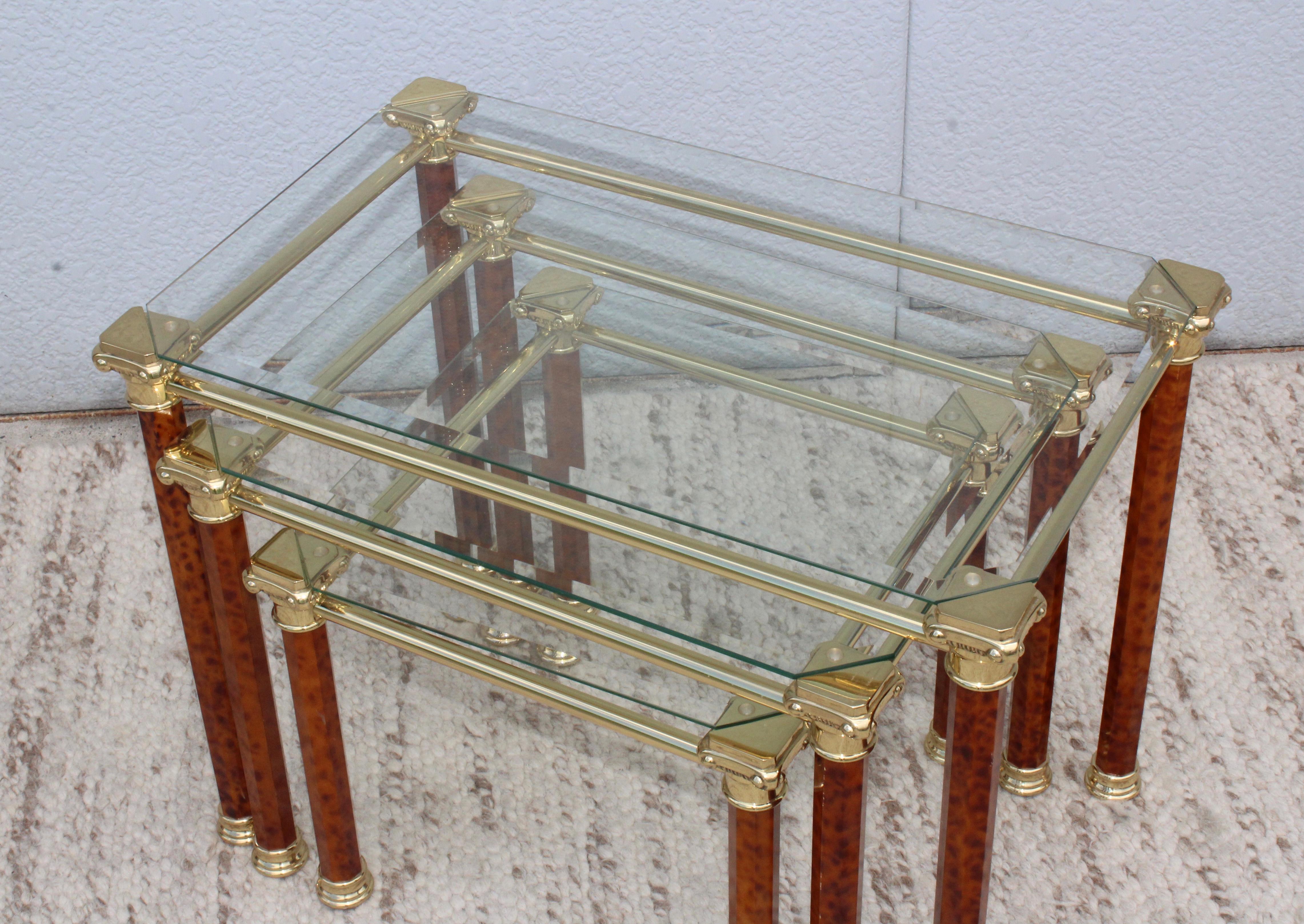 1980s Italian Brass Nesting Tables For Sale 2