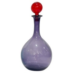 1980er Jahre Italienische Große Helle Bunte Lila Rubinrot Murano Glas Moderne Flasche