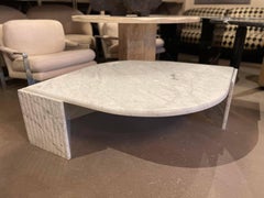 1980s Italian Carrara Marble Eye Shaped Coffee Table