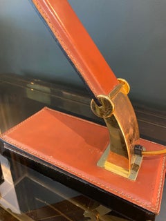 1980s Italian Cobra Lamp in Brass and Leather