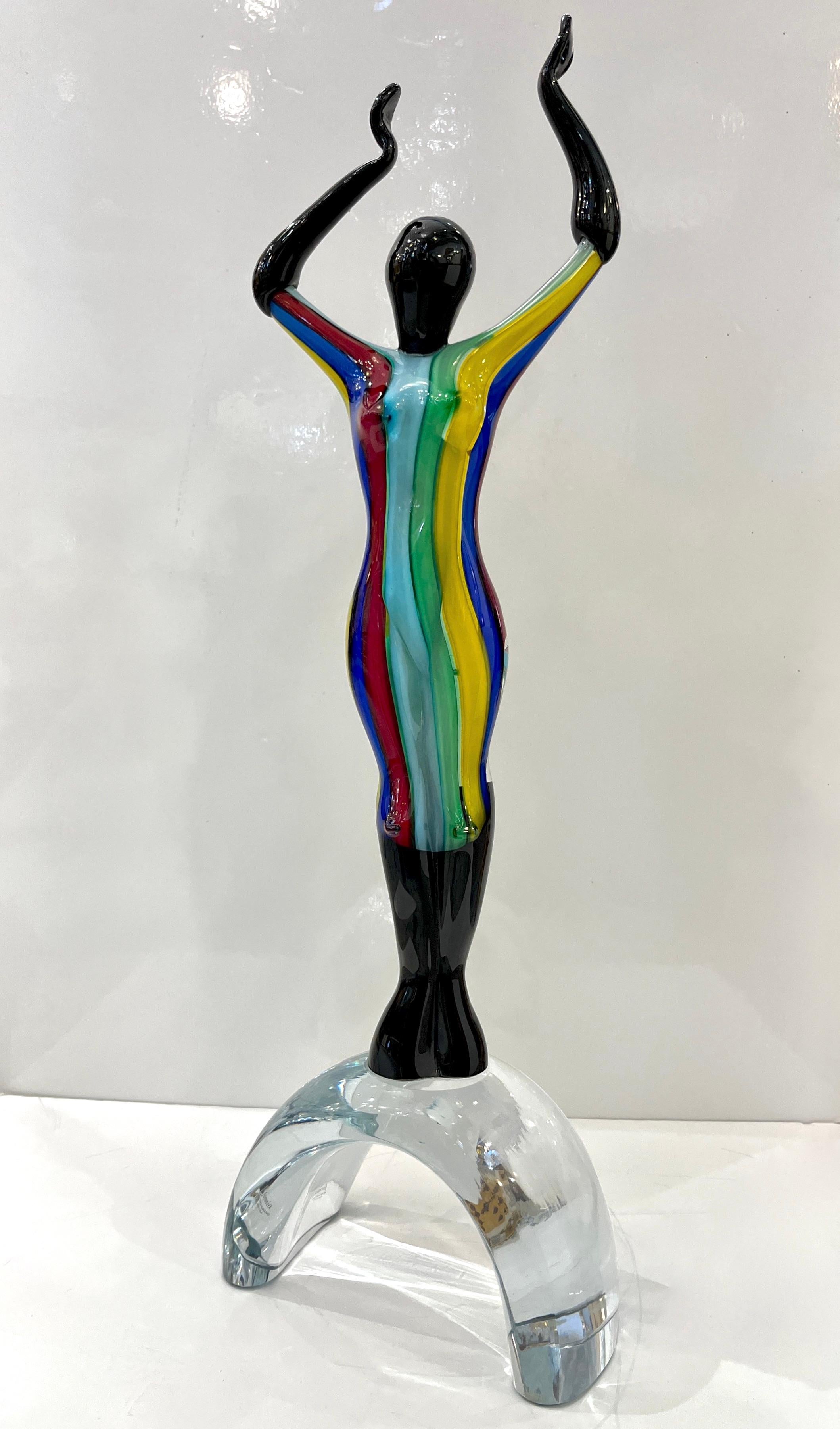 1980er Jahre Italienisches Buntes Murano Glas Set 3 Balletttänzerinnen für Cosulich Interiors im Angebot 7