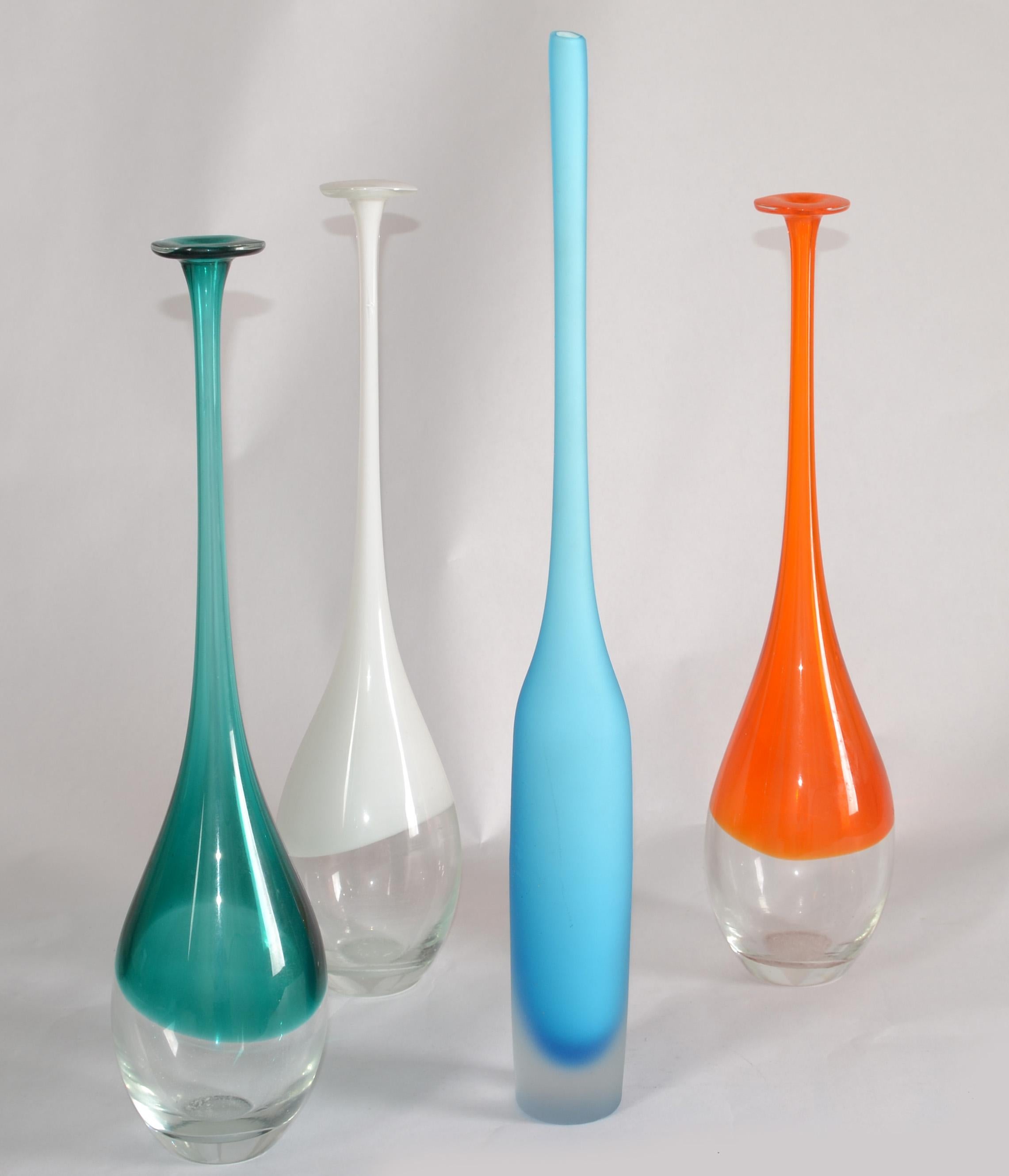 1980s Italian Cornflower Blue Scavo Glass Wheat Vase Vessel Mid-Century Modern For Sale 5