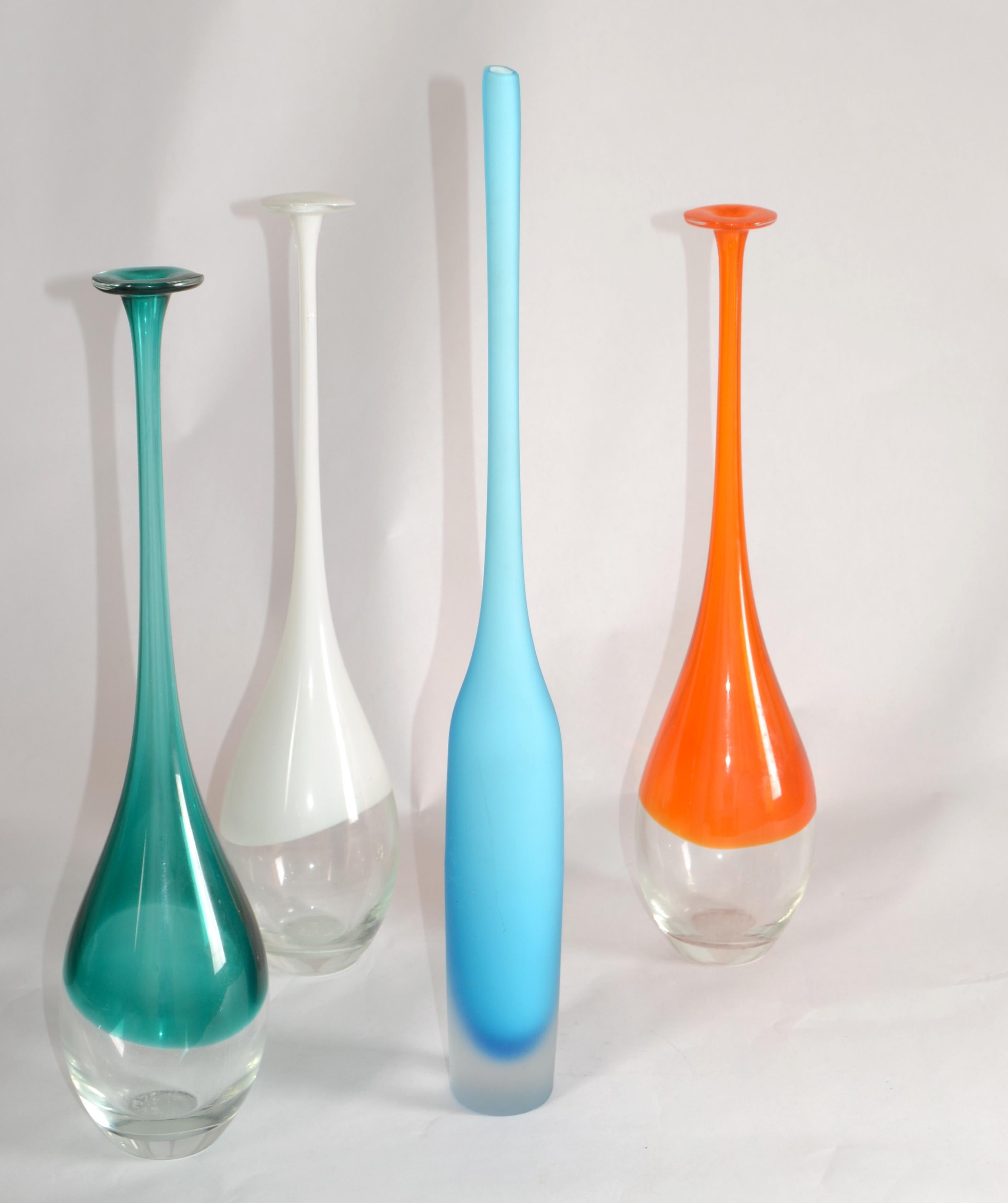 1980s Italian Cornflower Blue Scavo Glass Wheat Vase Vessel Mid-Century Modern For Sale 6