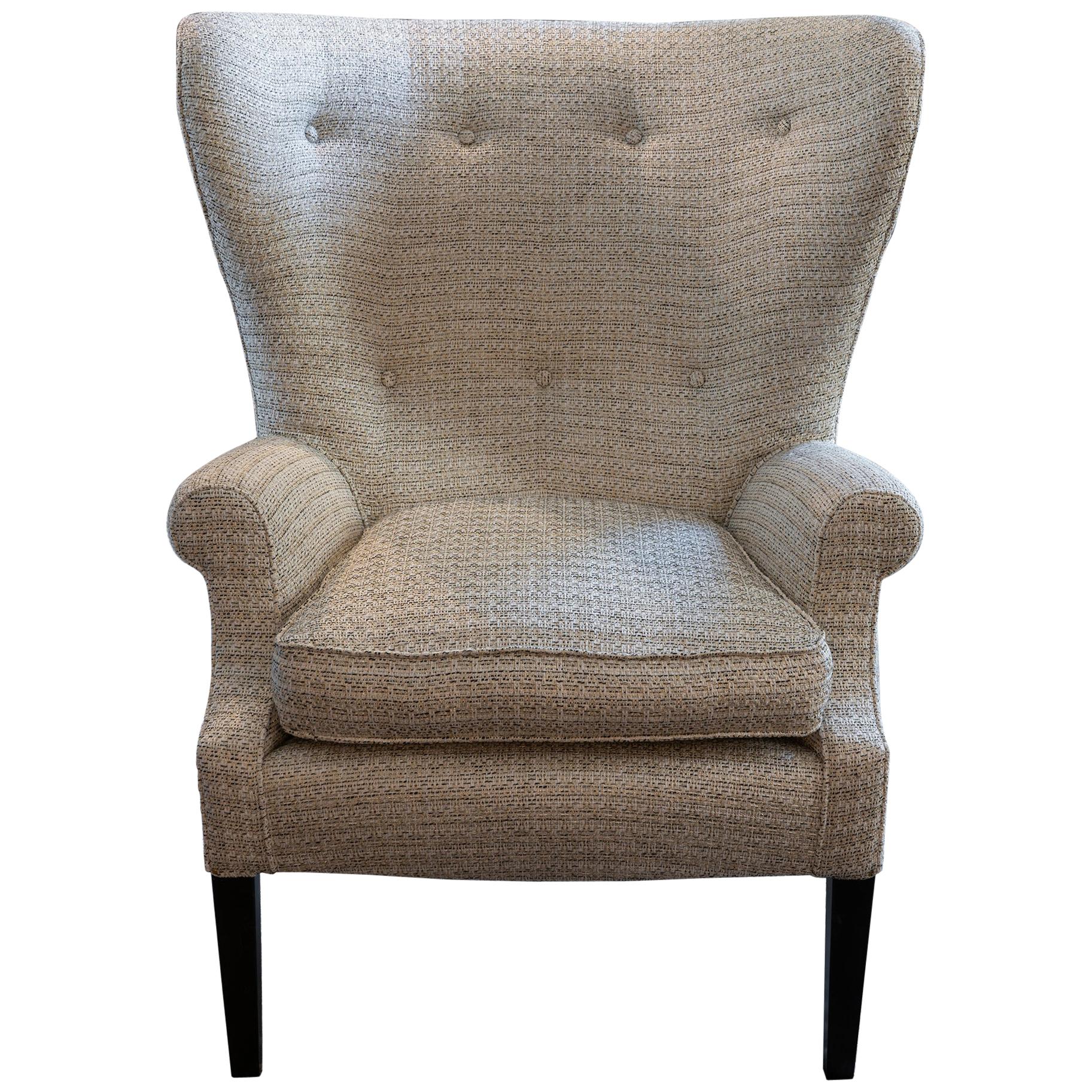 1980s Italian De Padova Armchair, White Wowen Fabric