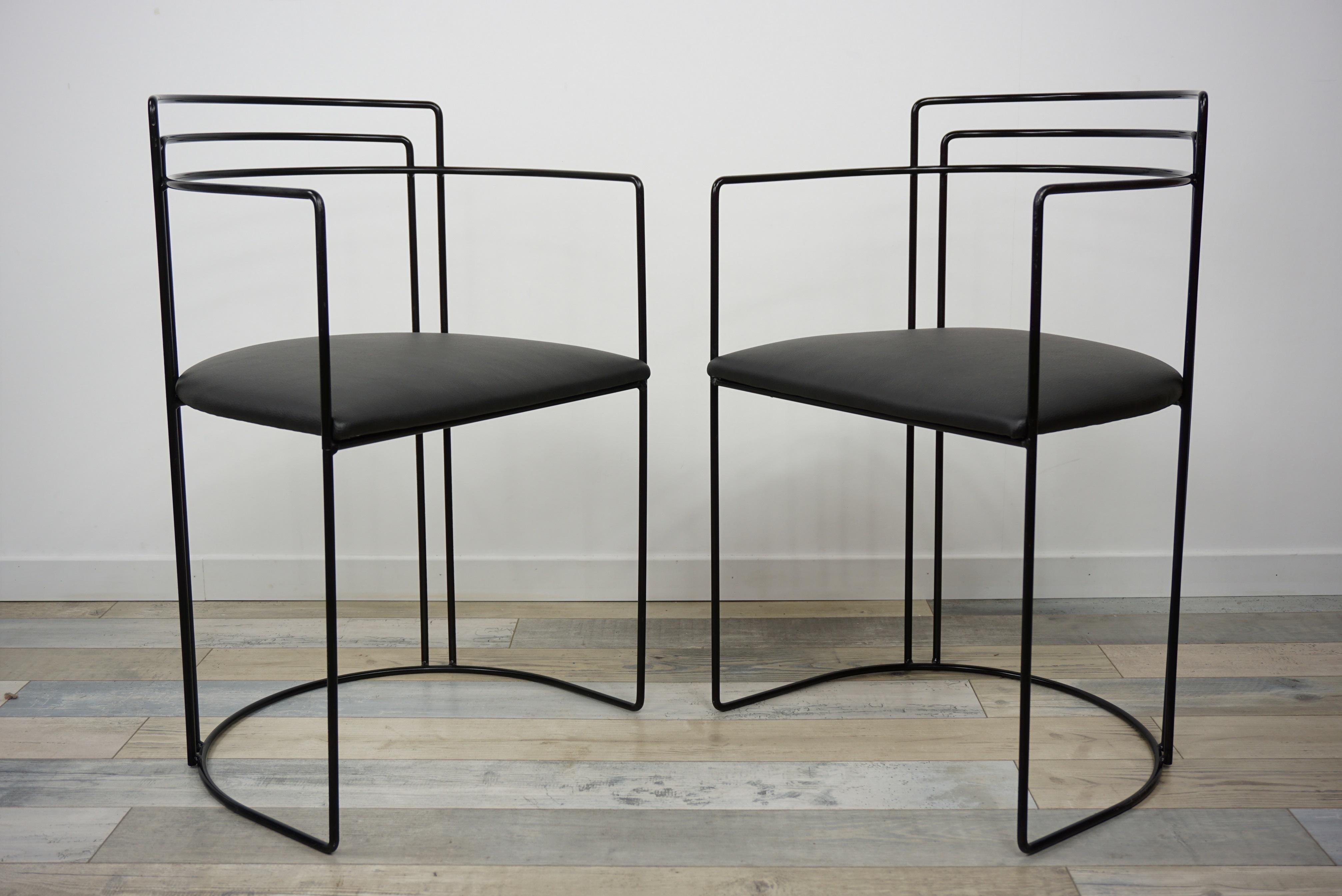 1980s Italian Design and Memphis Milano Style All in Black Pair of Chairs 13