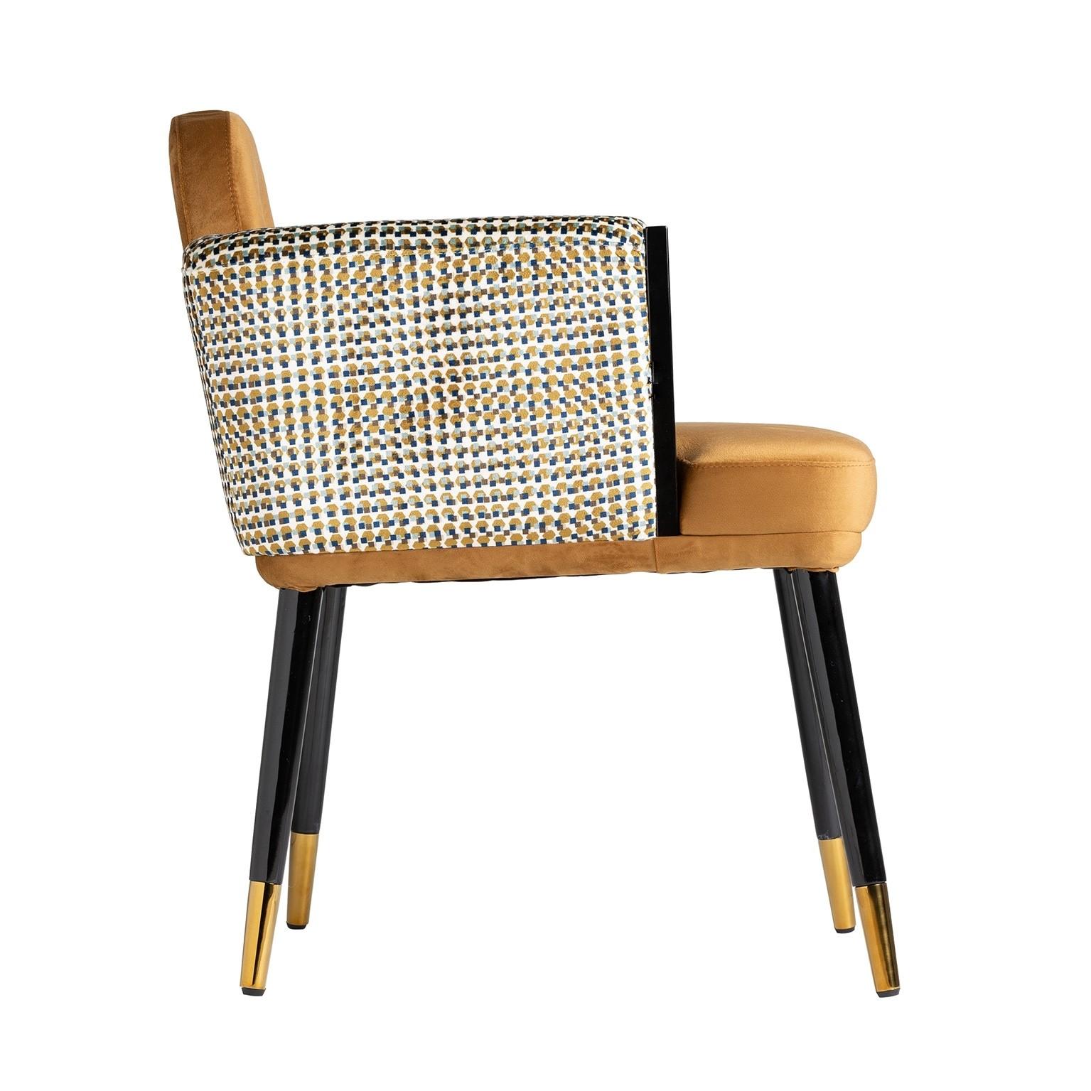 1980s Italian Design Style Black Lacquer Walnut Wooden and Velvet Chair 1