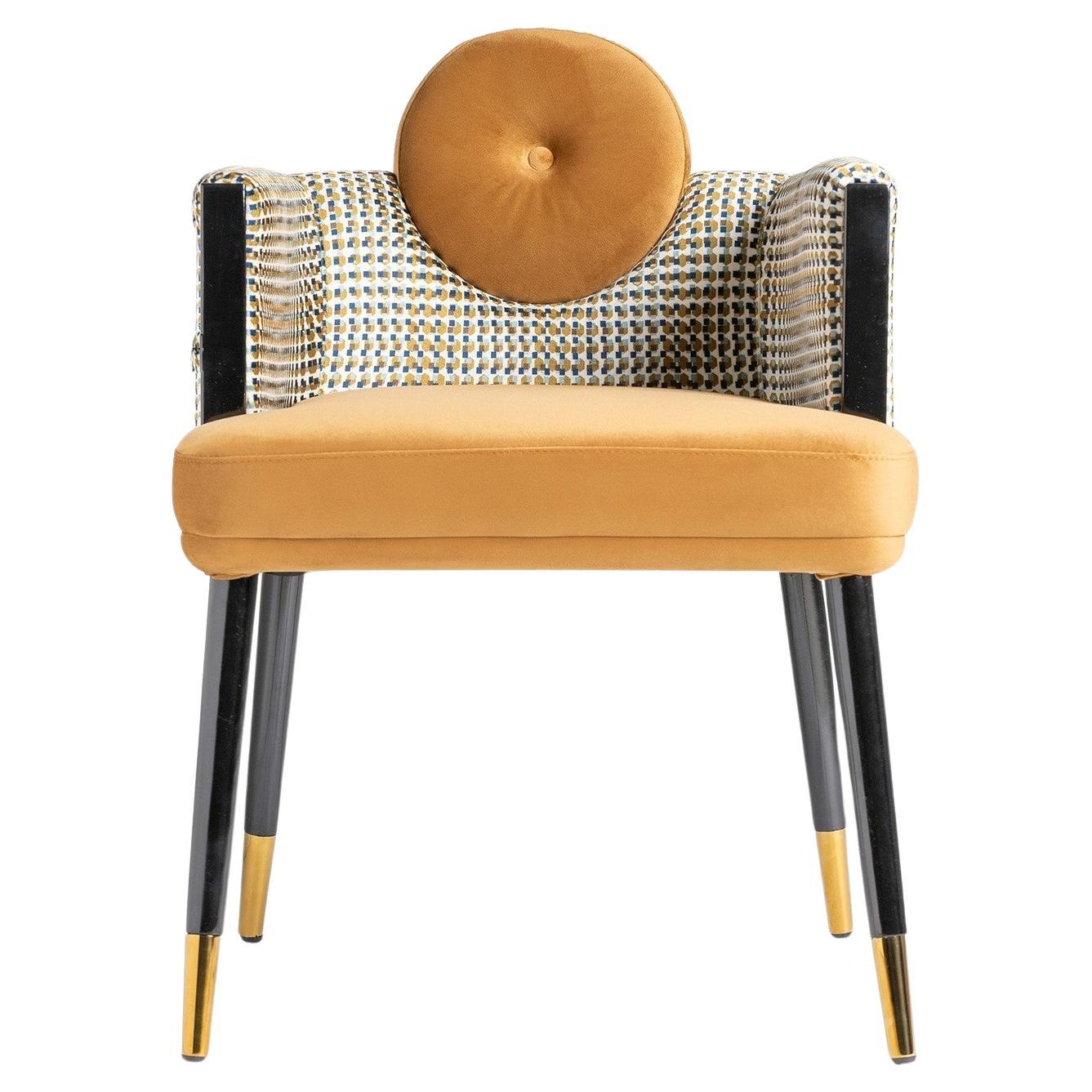 1980 Italian Design Style Black Lacquer Walnut Wooden and Velvet Chair (Chaise en bois, laque noire et velours)