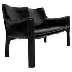 1980s Italian Designer CAB 414 2Seater Leather Sofa by Mario Bellini for Cassina