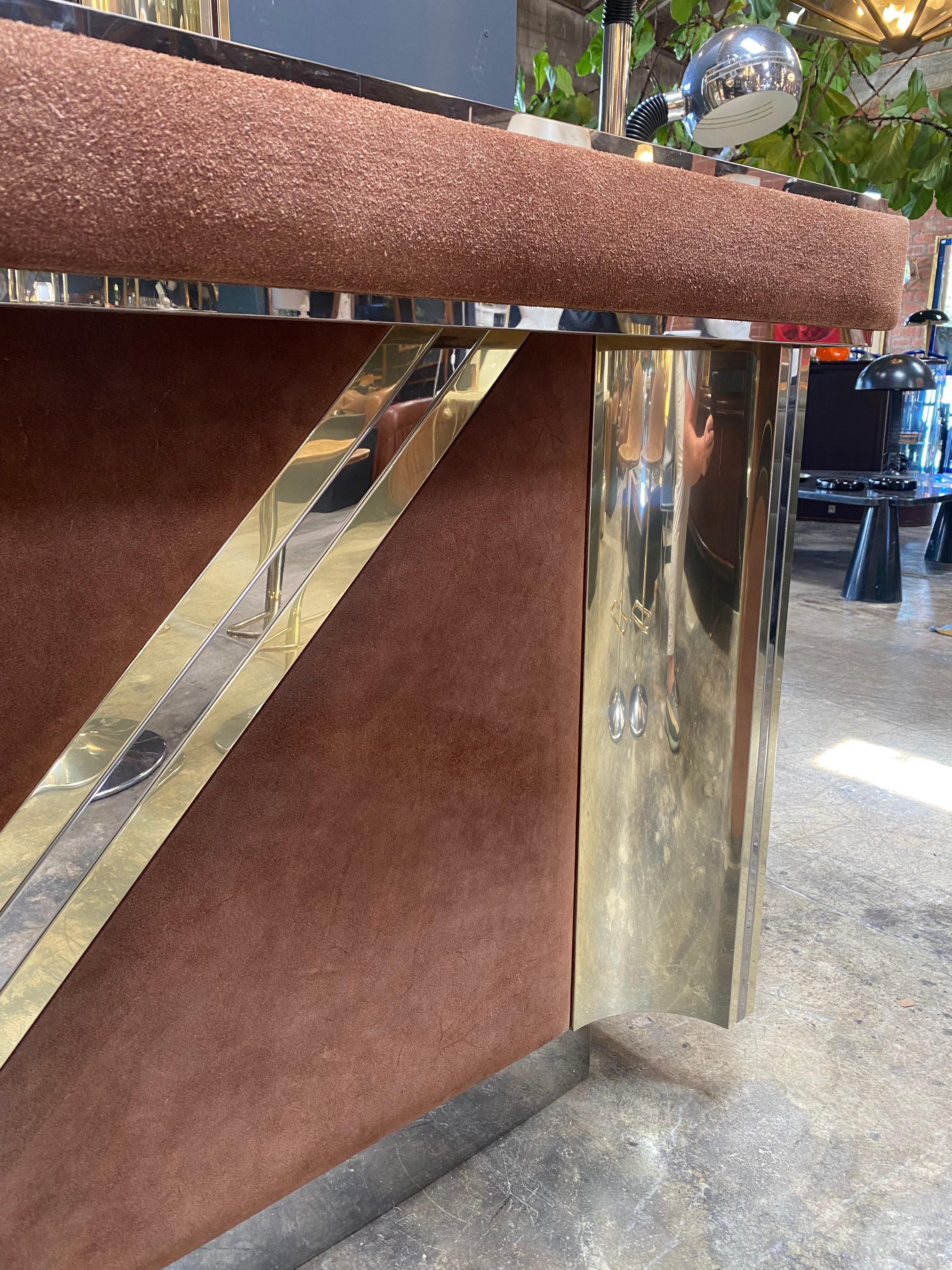 1980s Italian Dry Bar in Chrome and Brass Attributed to Willy Rizzo 2