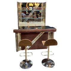 1980s Italian Dry Bar in Chrome and Brass Attributed to Willy Rizzo