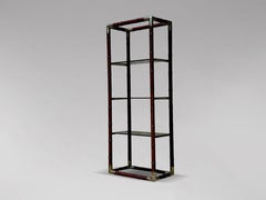 1980s Italian Faux Bamboo Brass Smoked Glass Étagère
