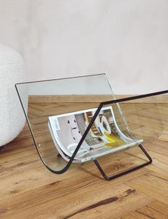 1980s Italian Fiam Glass magazine rack