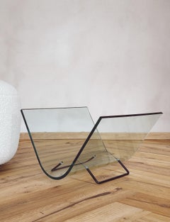1980s Italian Fiam Glass magazine rack