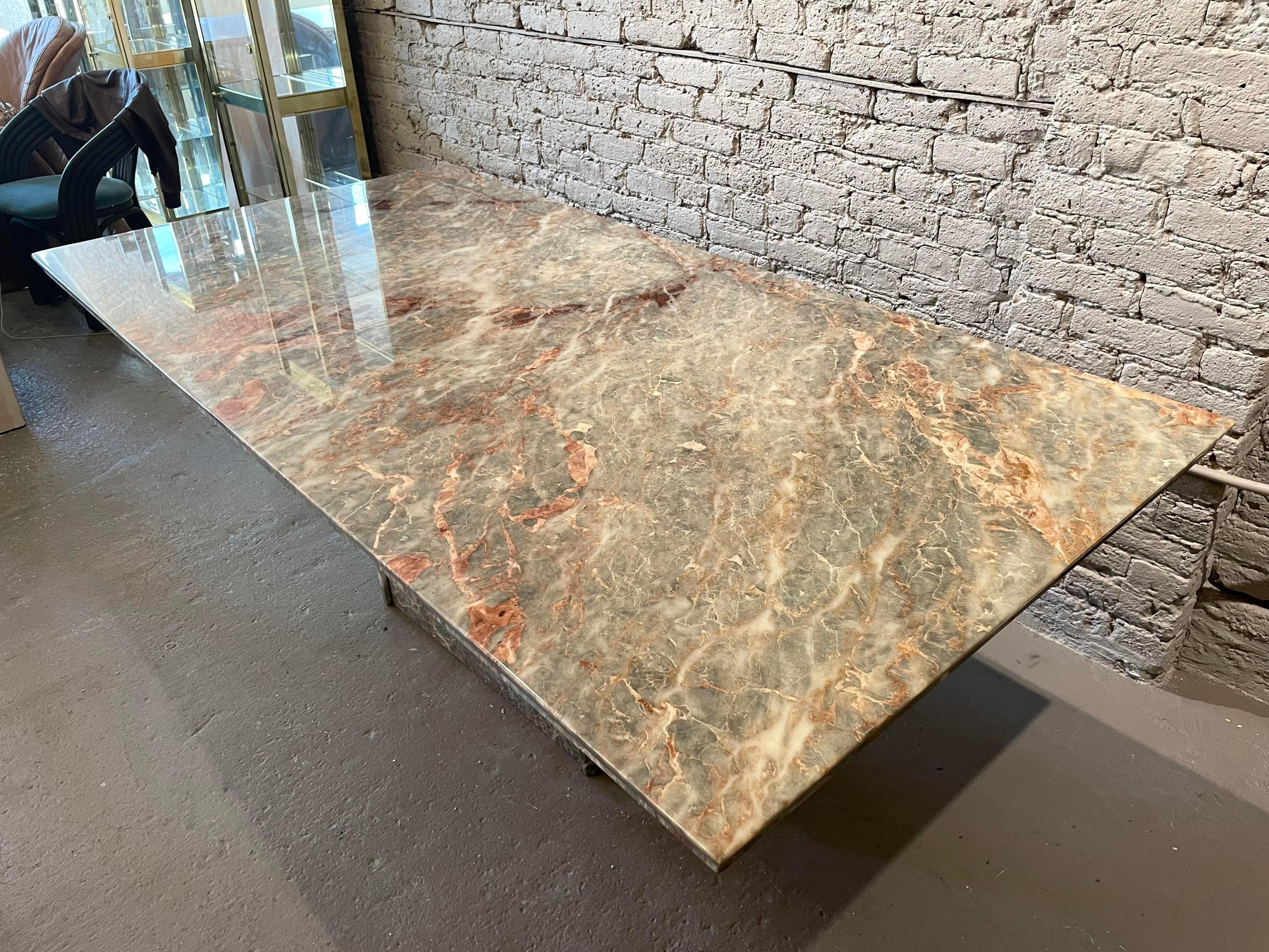 1980s Italian Fior Di Pesco Marble Postmodern Vintage Dining Table For Sale 5