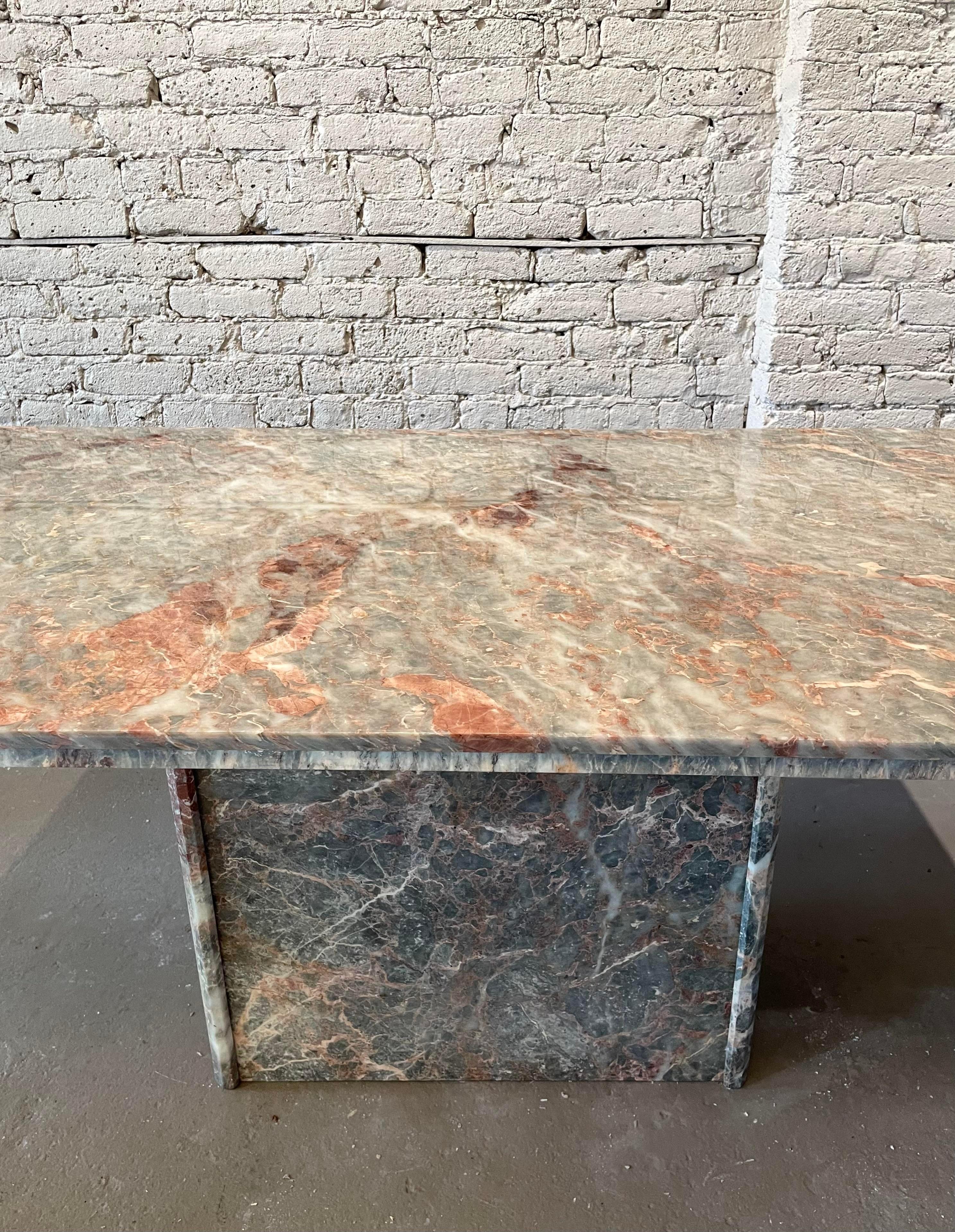 1980s Italian Fior Di Pesco Marble Postmodern Vintage Dining Table For Sale 6