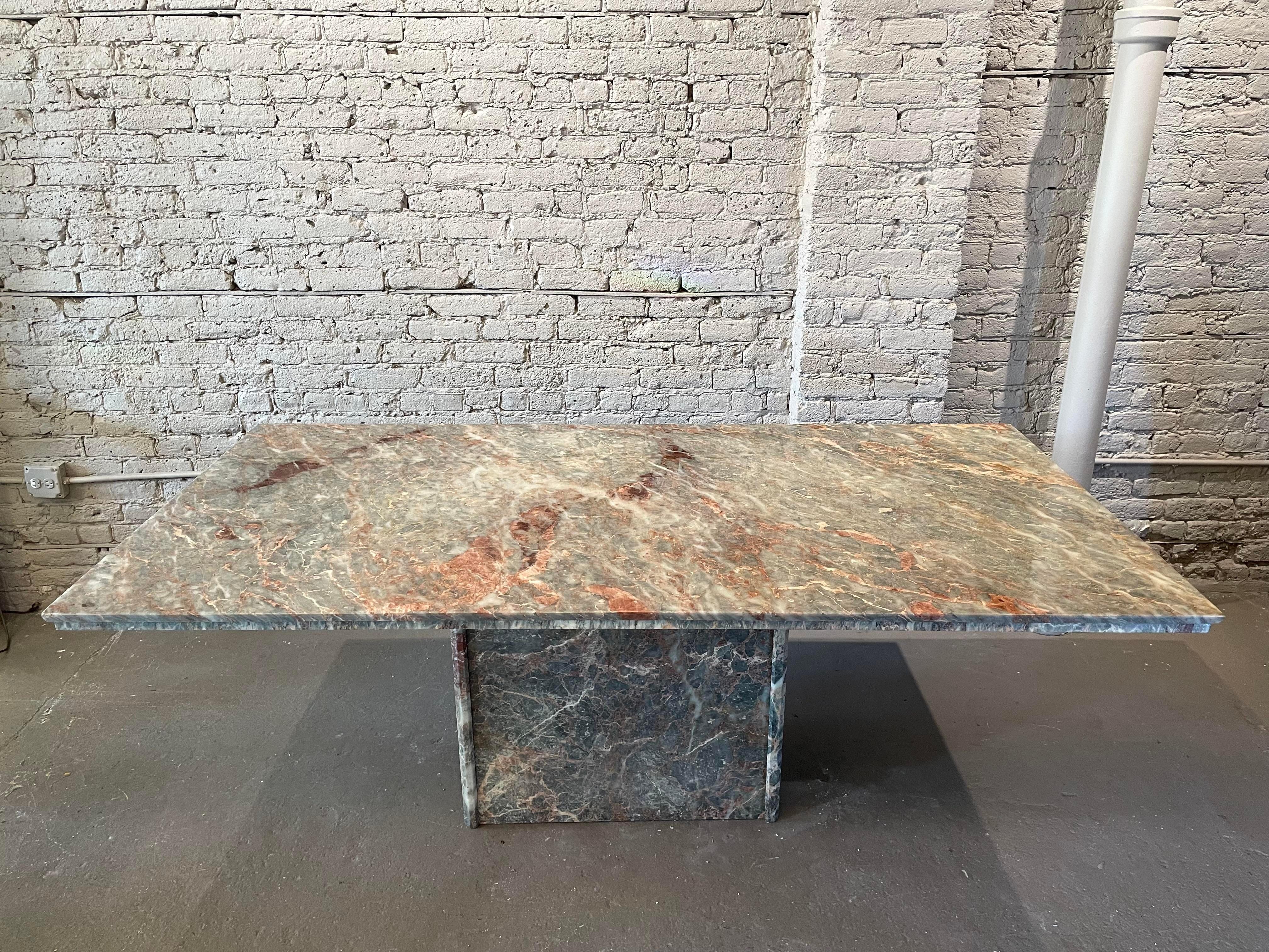 1980s Italian Fior Di Pesco Marble Postmodern Vintage Dining Table For Sale 7