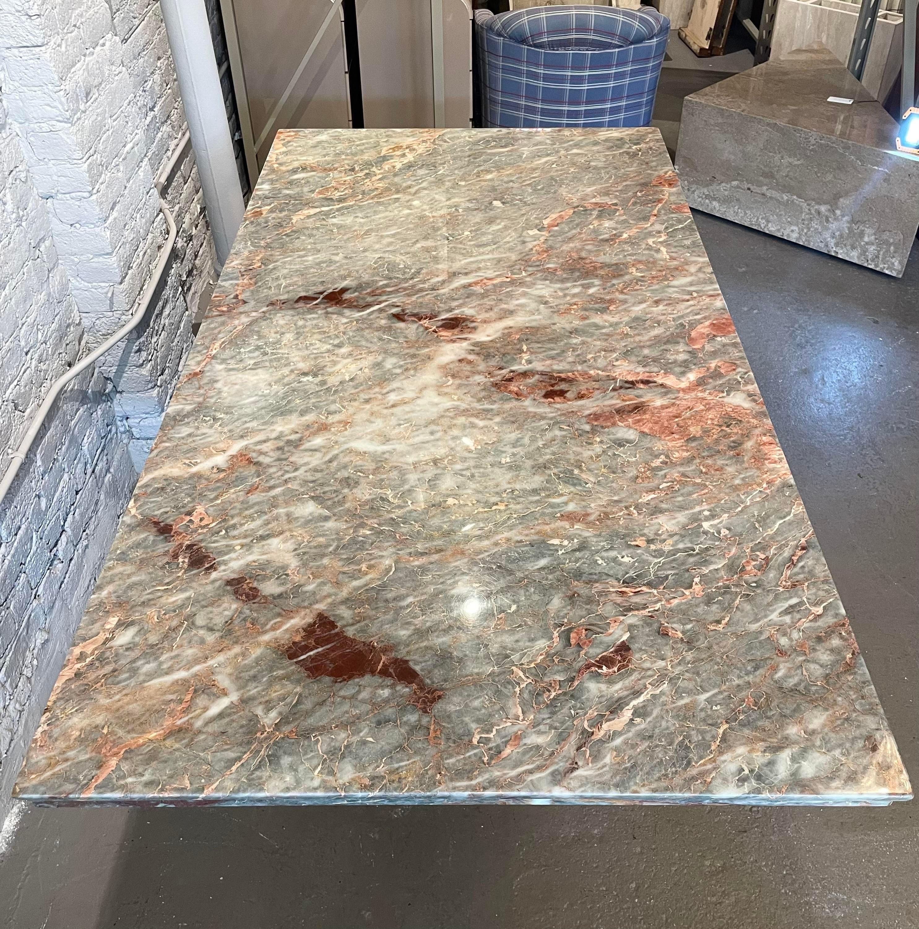 1980s Italian Fior Di Pesco Marble Postmodern Vintage Dining Table For Sale 3