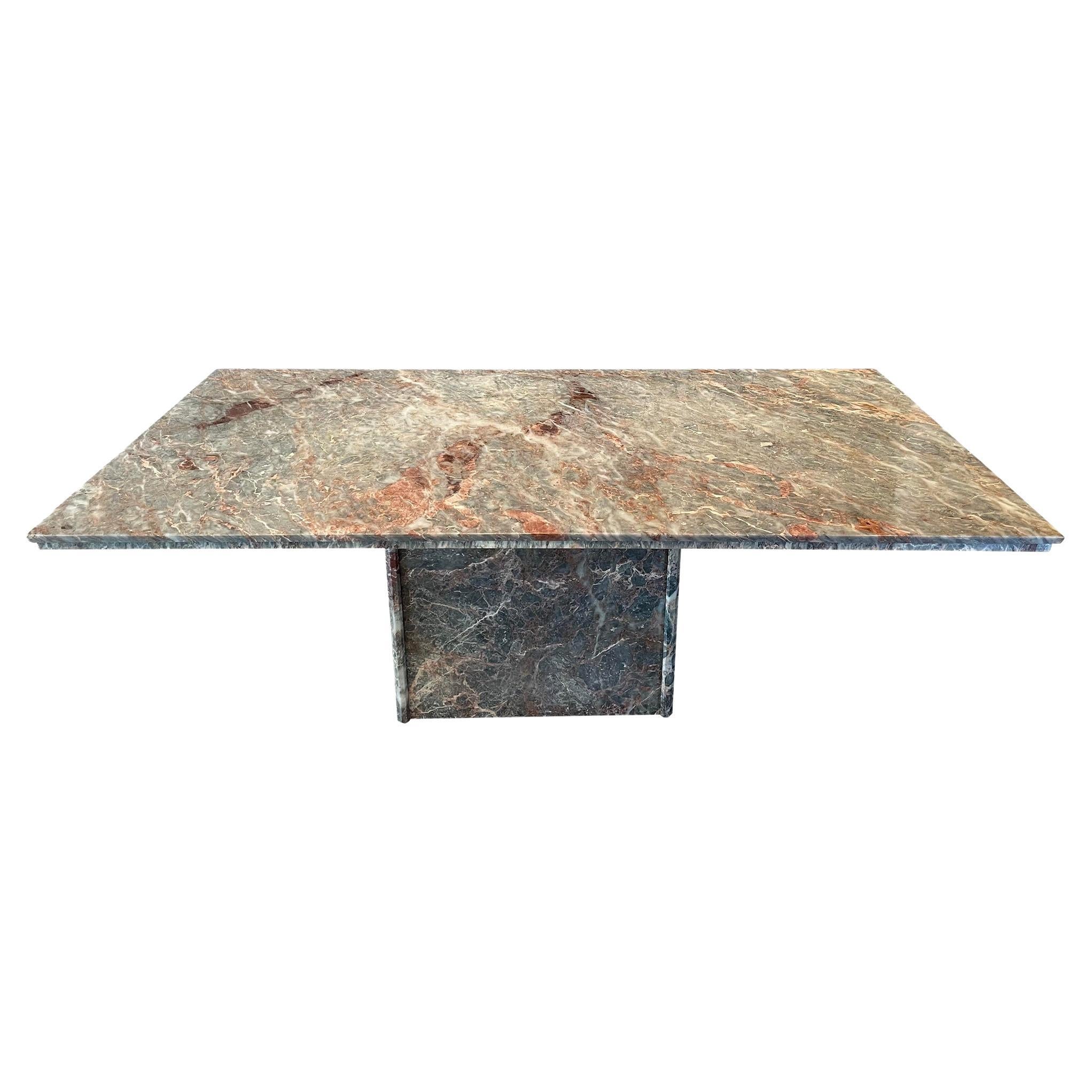 1980s Italian Fior Di Pesco Marble Postmodern Vintage Dining Table For Sale