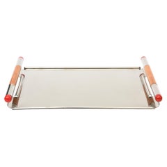 Vintage Italian Futura Silber-Platte, Holz, Harz-Tablett von Larry Laslo für Towle