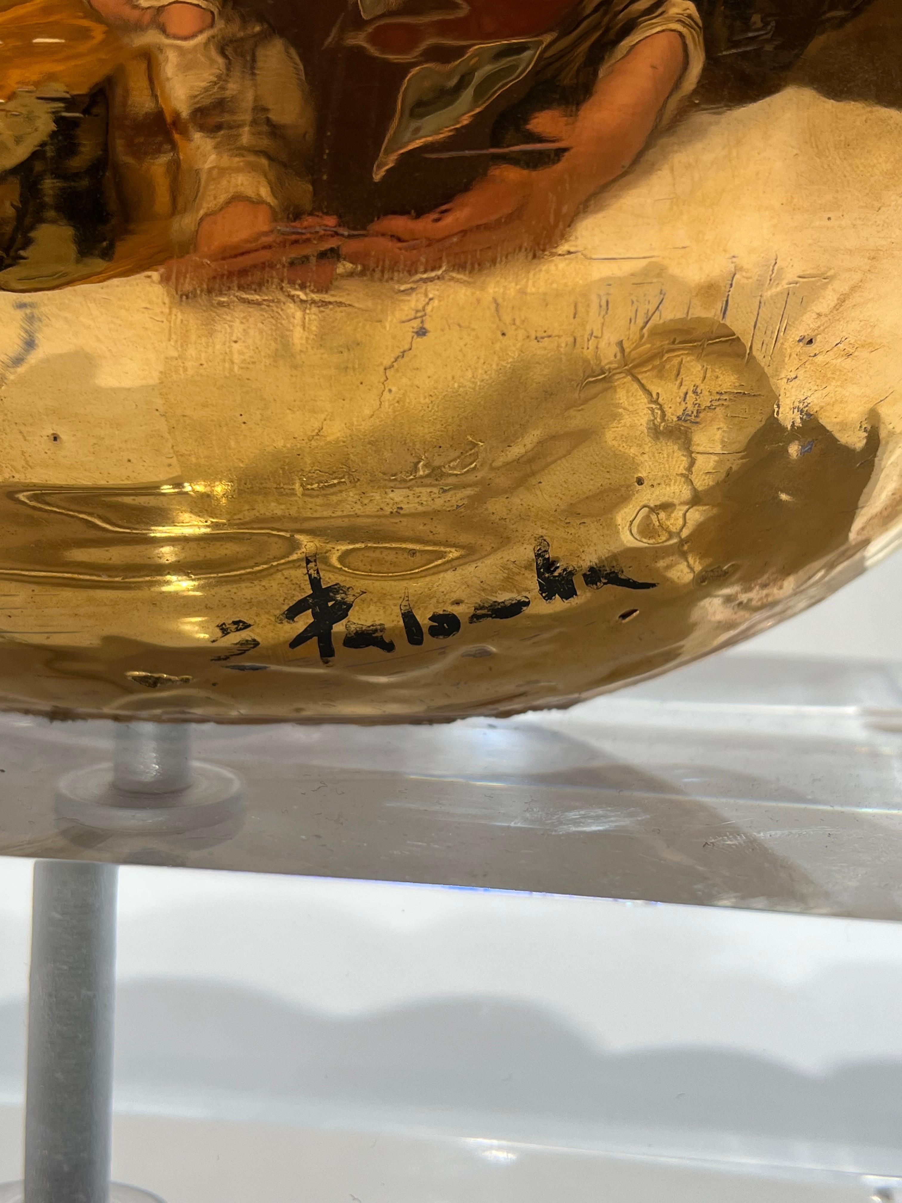Fin du 20e siècle Lampe en poterie dorée italienne des années 1980 par Emilia Palomba en vente