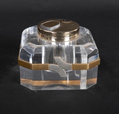 1980s Italian Glass Cigarette Lighter with Bronze Border