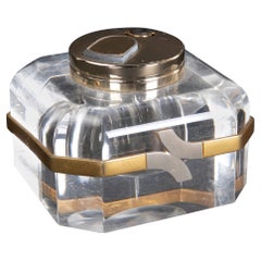 1980s Italian Glass Cigarette Lighter with Bronze Border