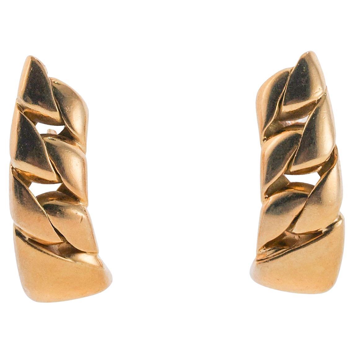 1980s Italian Gold Curb Link Earrings For Sale